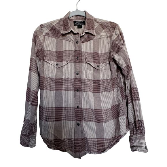 Filson Wool Blend Westerncore Plaid Button Shirt Brown SOldMoney Dark Academia - Picture 1 of 6